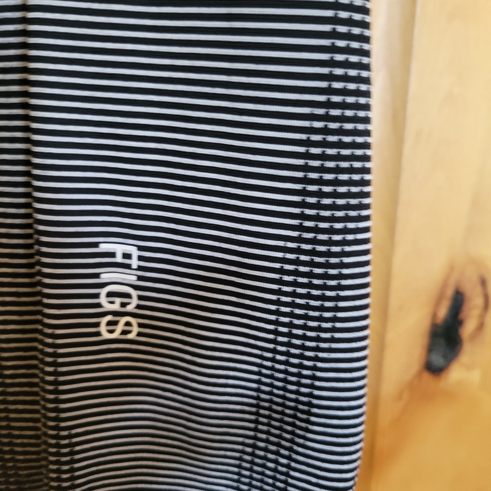 Figs Black and White Striped Long Sleeve Tee - Picture 3 of 4